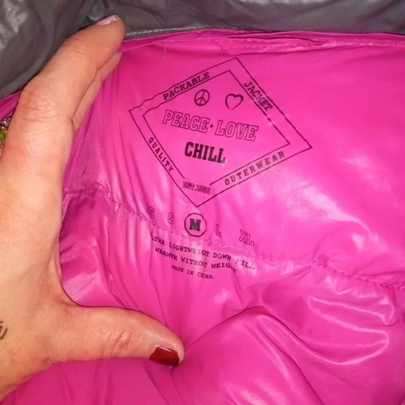 peace love chill Lightweight Packable Puffer Down Jacket M - Picture 6 of 6